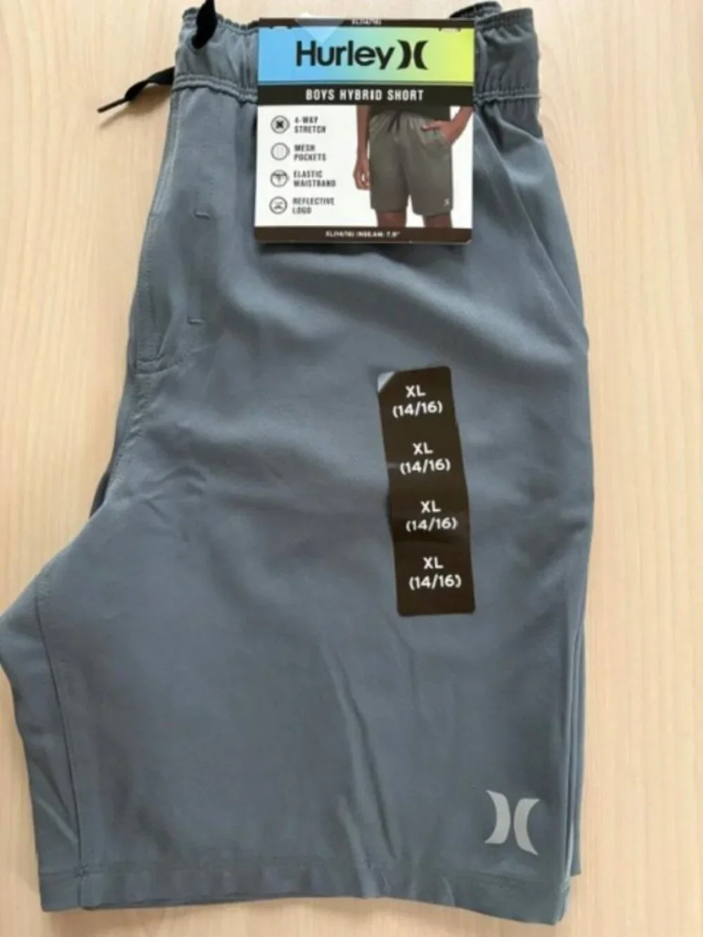 Boys Hurley Hybrid Shorts Size XL 14-16 Gray Inseam 7.5 NWT